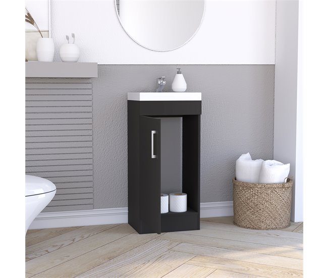 Mueble de Baño con Lavabo Madrid, con armario de almacenamiento. Negro