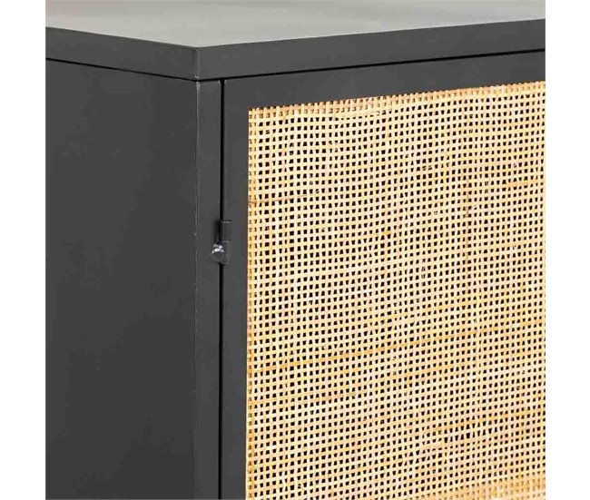 Aparador de metal y madera 2 puertas, Negro