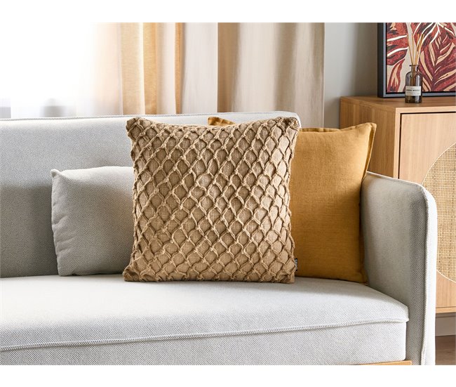 Beliani Cojín decorativo COLLOMIA Beige