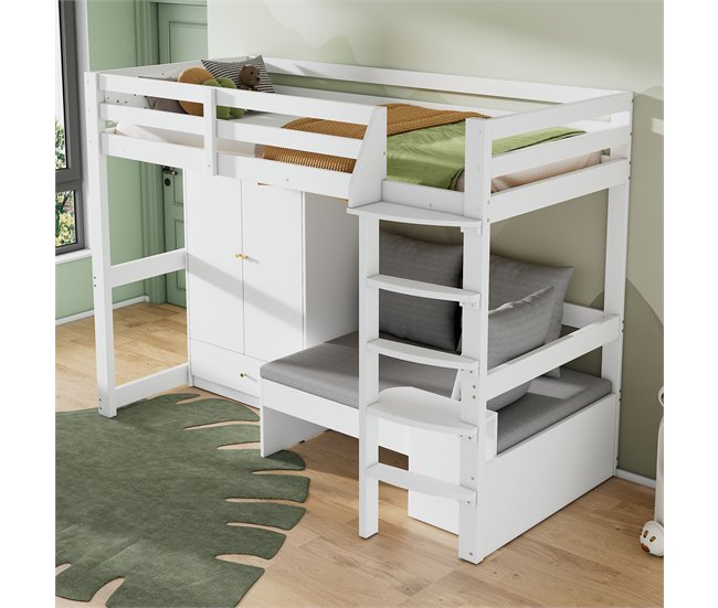 Cama alta para niños Blanco