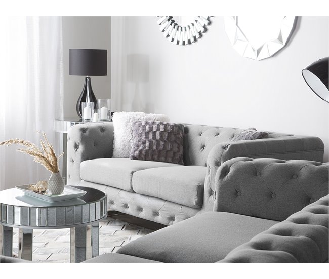 Beliani Sofá de 3 plazas Poliéster VISSLAND Beige