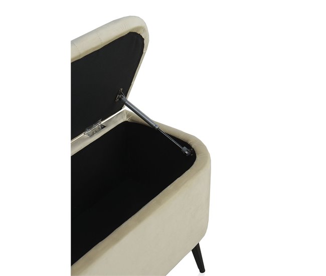 Taburete tapizado en terciopelo con patas de metal Beige