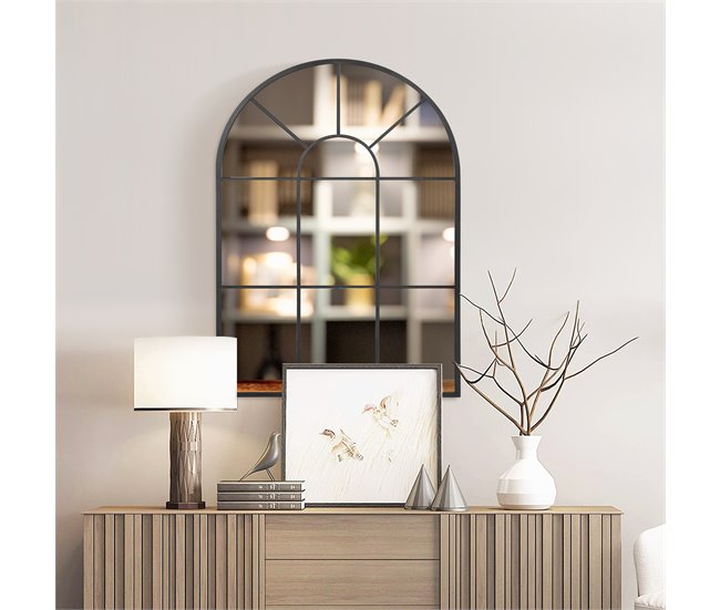 Espejo de Pared Metal, Vidrio HOMCOM, hogar - decoración hogareña 60x2 Negro