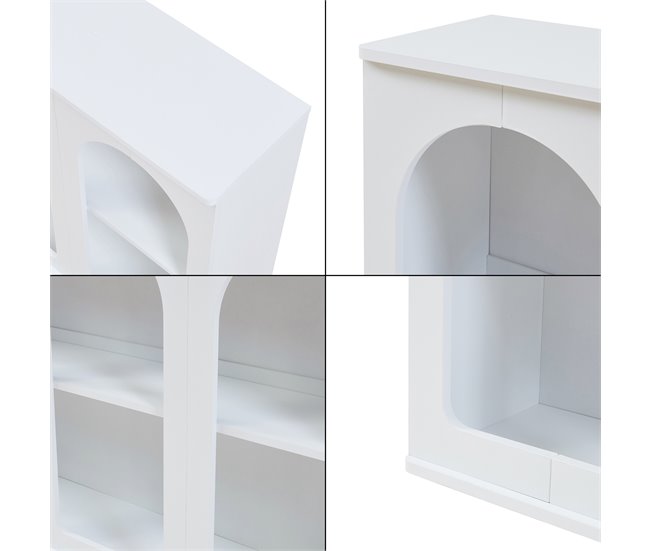 Aparador Trorhun diseño arqueado de 2 niveles [en.casa] 120 Blanco