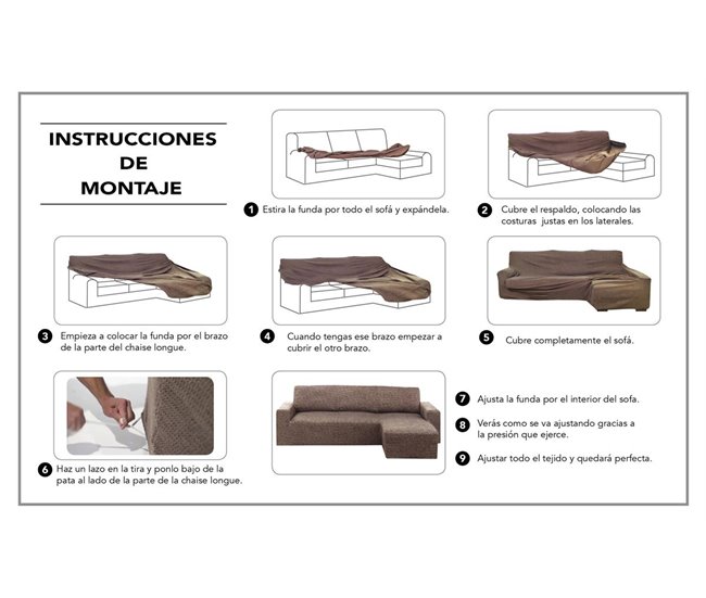 Funda chaise longue OLIMPO derecha Negro