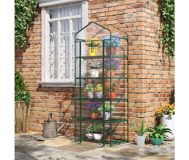 Invernadero de Jardín Acero, PVC Outsunny Transparente