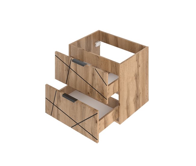 Conjunto de muebles con doble lavabo 2 compartimientos y columna Teren 140 Madera