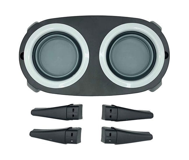 Well home comedero doble plegable para mascotas, silicona, antideslizante Gris