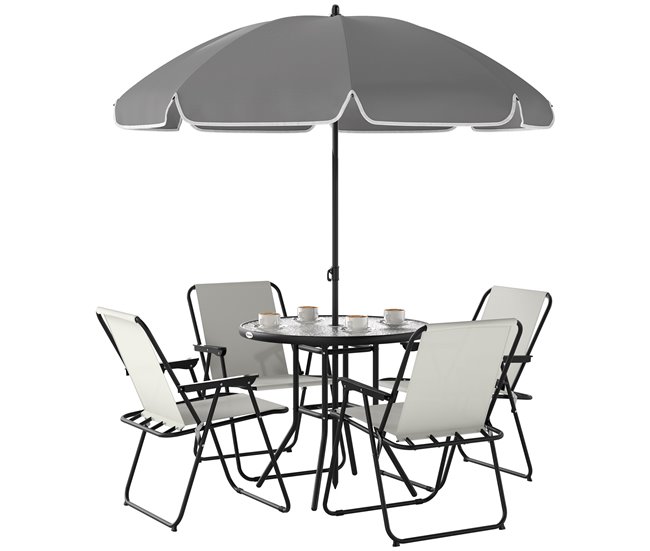 Conjunto de Jardín Acero, Textilene Outsunny Crudo