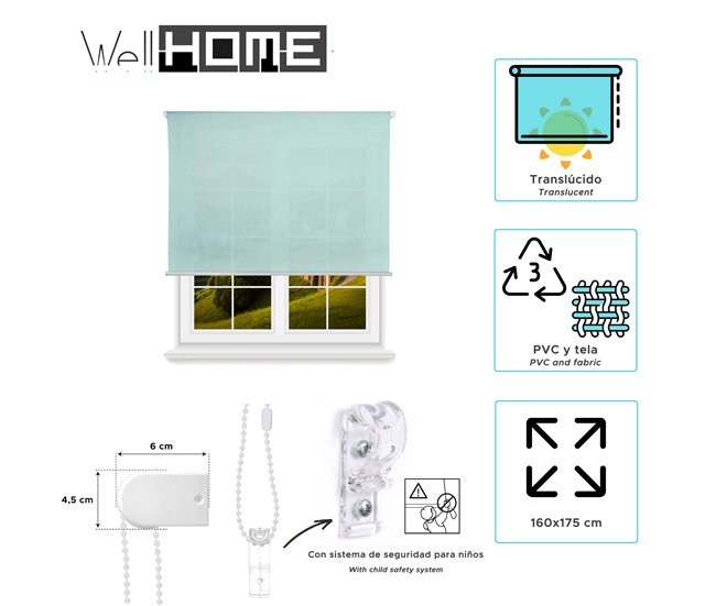 Well Home Estor enrollable Translúcido liso 