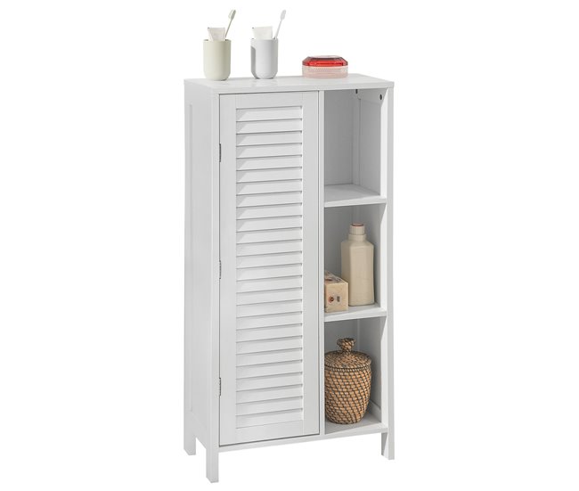 Armario de Baño con 1 Puerta y 3 estantes BZR39-W SoBuy Blanco