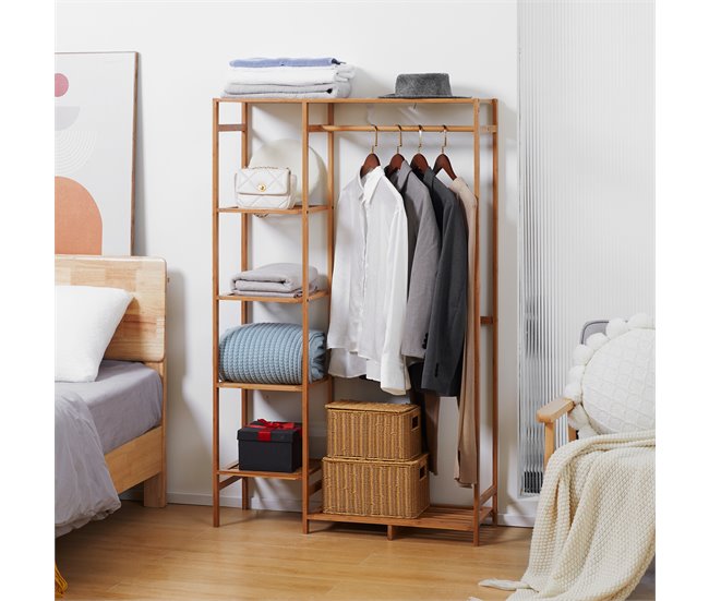 Perchero de Ropa Bambú HOMCOM, hogar - muebles de recibidor Marron