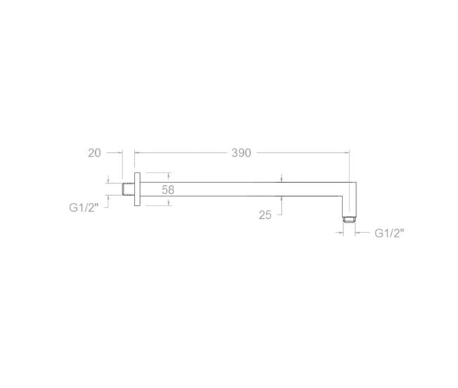Brazo de Ducha a Pared Horizontal 4x8 Cromo
