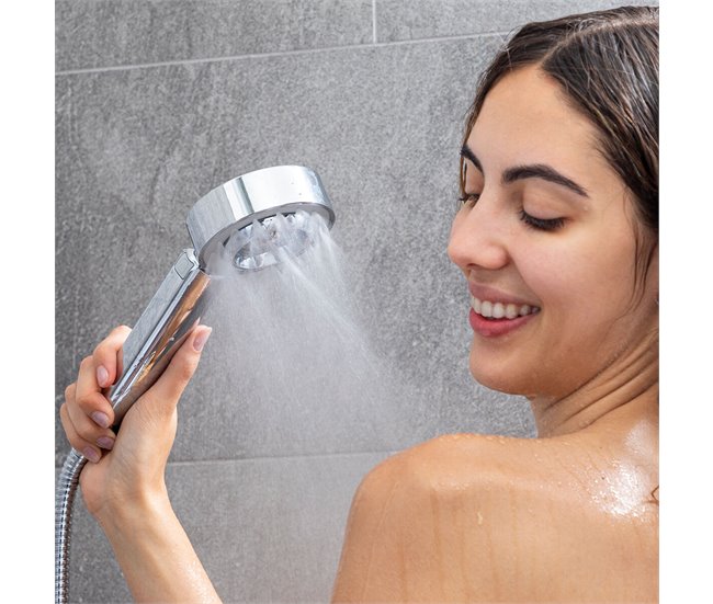 Alcachofa de Ducha Doble con Dispensador 3 en 1 Plateado