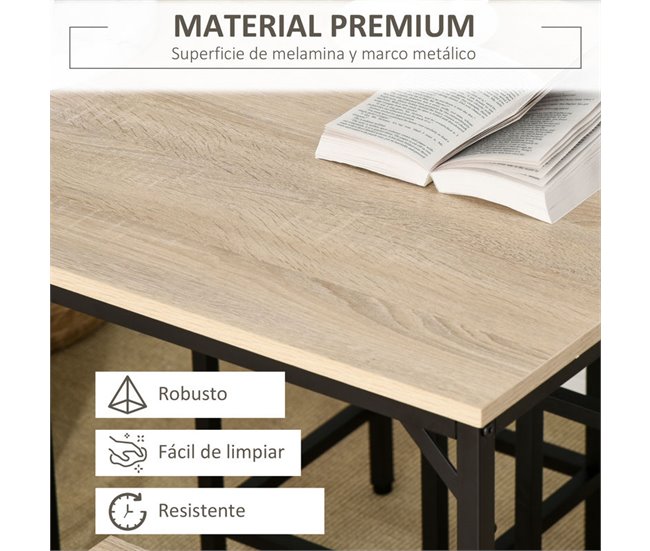 Conjunto de Bar Melamina de Madera, Metal HOMCOM, hogar - cocina Marron