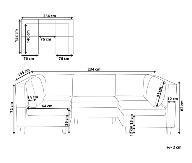 Beliani Sofá modular Poliéster UNSTAD Beige