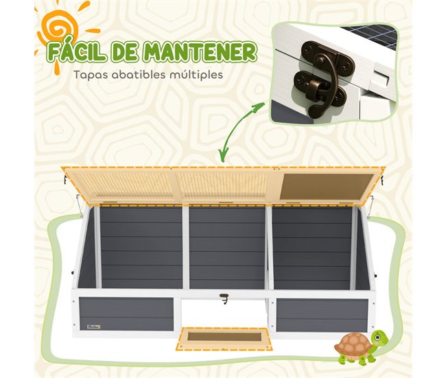 Casa para Tortugas Madera de Abeto, Acero Galvanizado PawHut Gris