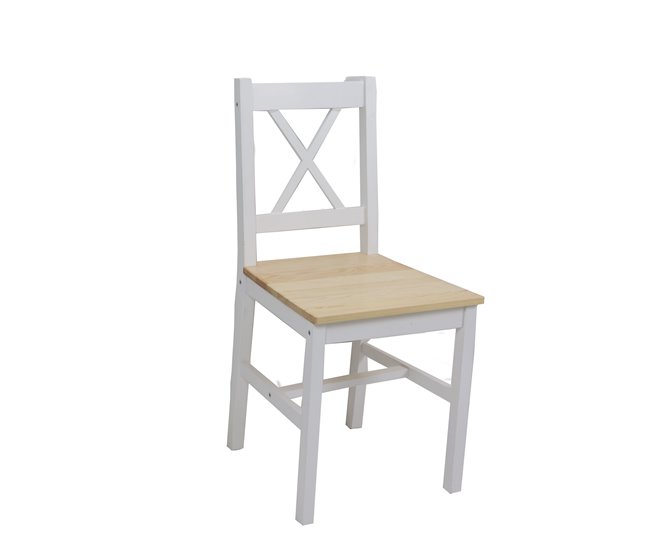 Conjunto de mesa con 4 sillas VERSALLES Natural/ Blanco