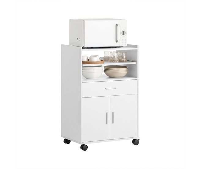 Aparador Auxiliar bajo de Cocina para microondas FSB09-W SoBuy Blanco