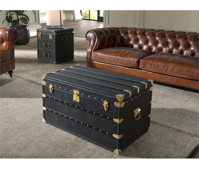 ANGEL CERDA Baúl piel 93 Negro/ Dorado