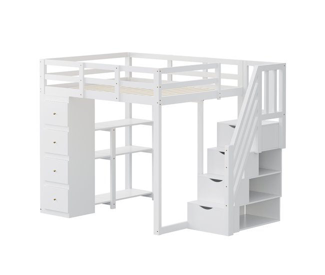 Cama alta para niños 146x253 Blanco