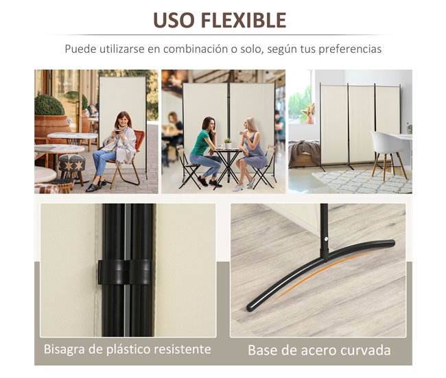 Biombo Metal, Poliéster HOMCOM, hogar - decoración Beige