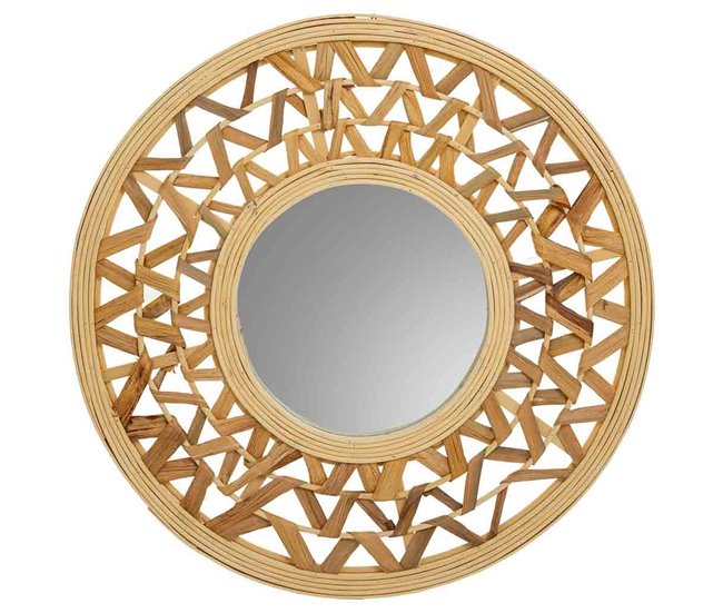 Espejo de bambú y fibra natural Marron