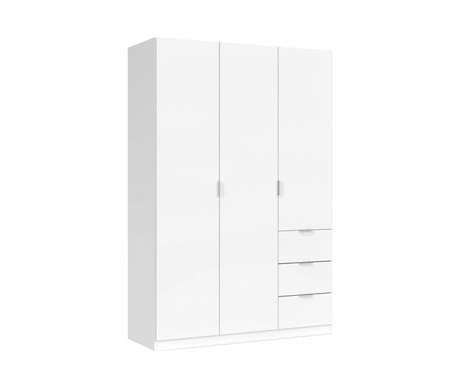 Armario 3 puertas efecto madera 135 Blanco