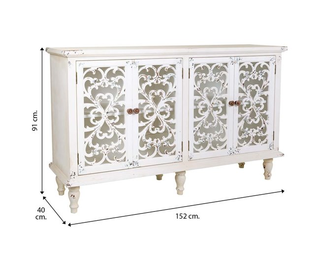 Aparador de madera 4 puertas Blanco