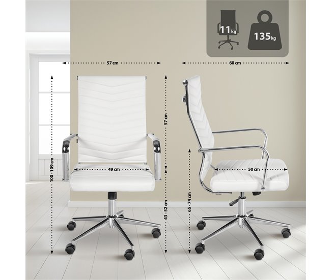 Silla de oficina - Canby - Simil cuero Blanco