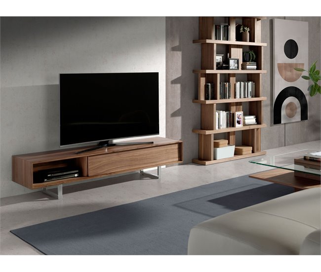 ANGEL CERDA Mueble TV nogal y acero cromado Nogal