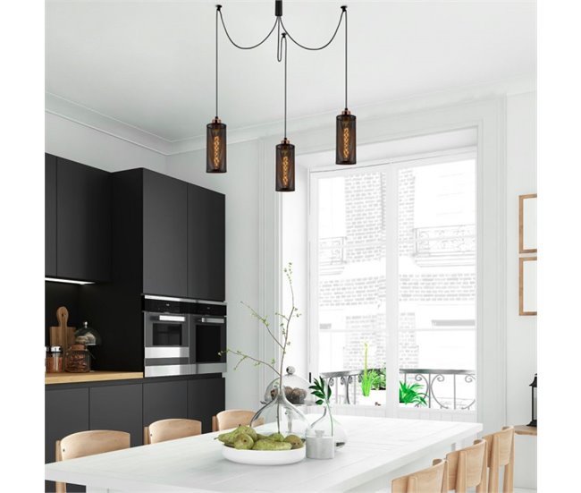 Lámpara colgante Marismo (3 luces) Metal Moderno Negro