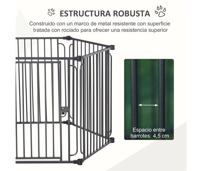 Parque para Mascotas Metal, Poliéster PawHut Negro
