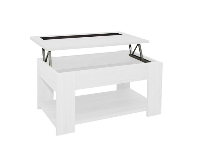Acomoda Textil – Mesa de Centro Elevable de Madera Agueda. 90x46 Blanco/ Gris