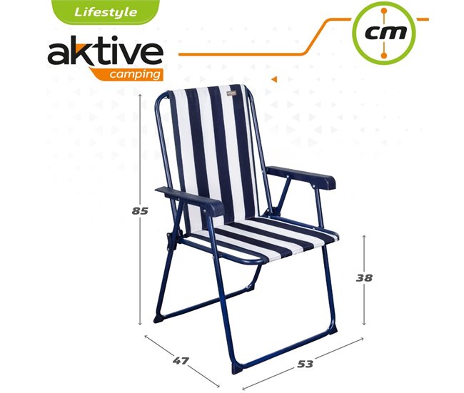 Silla plegable fija rayas marineras Aktive Garden Azul