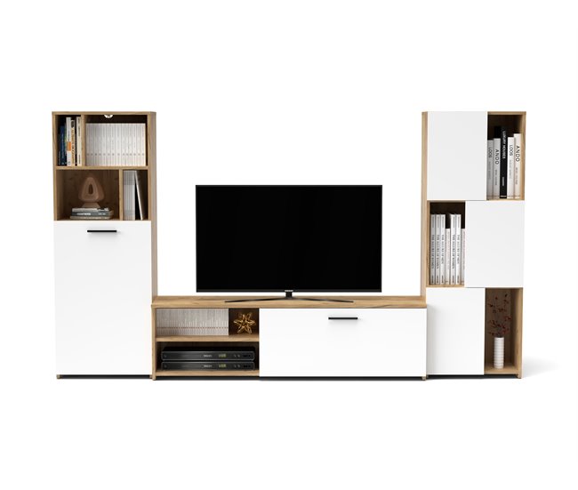 Compacto tv roble y blanco JOY Blanco/ Madera