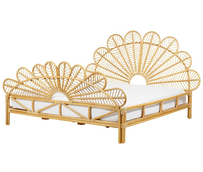 Beliani Cama Ratán FLORENTINE 187x207 Marron