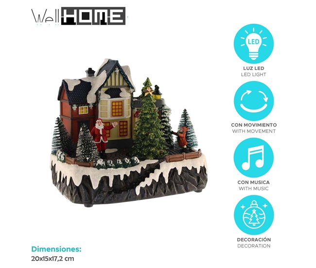 Calle Navideña decorativa con Movimiento, luces LED y musica Multicolor