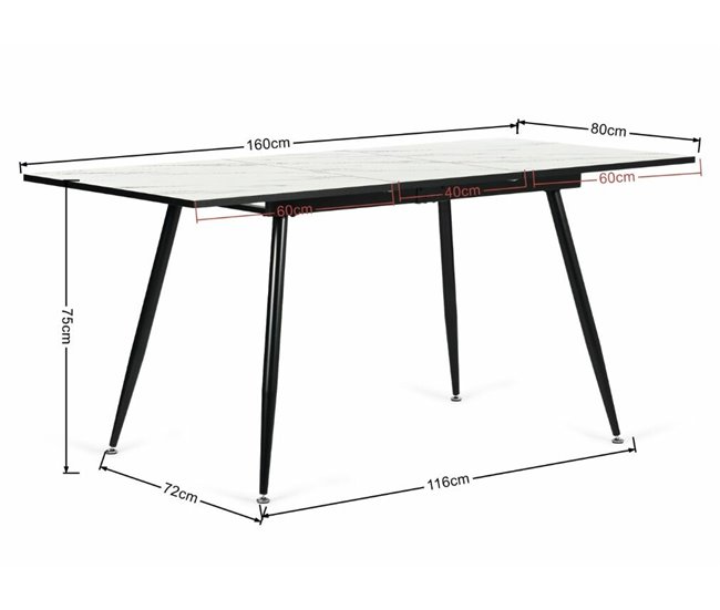Conjunto de mesa extensible efecto mármol y 6 sillas Marron