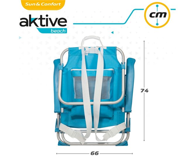 Silla mochila plegable aluminio Aktive Beach 5 posiciones Azul