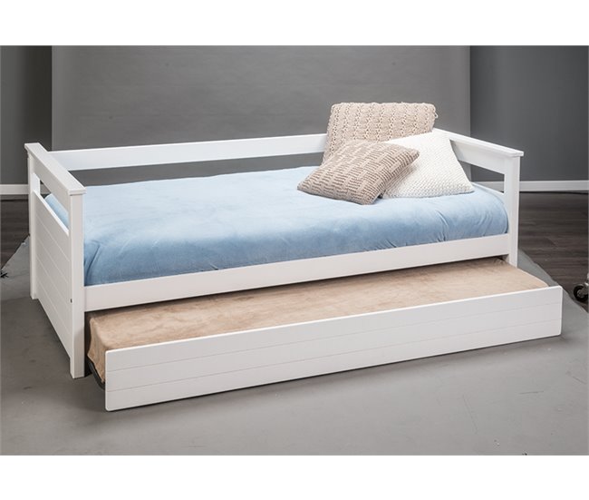 Cama nido 90x190 con somier DUPLEX Blanco