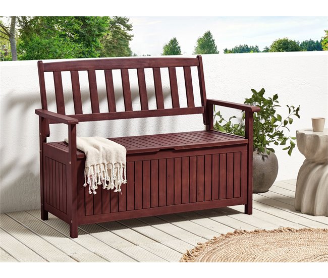 Beliani Banco Madera de acacia SOVANA Rojo