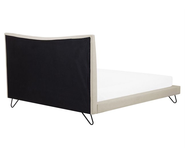 Beliani Cama con somier Poliéster LANNION 183x223 Beige