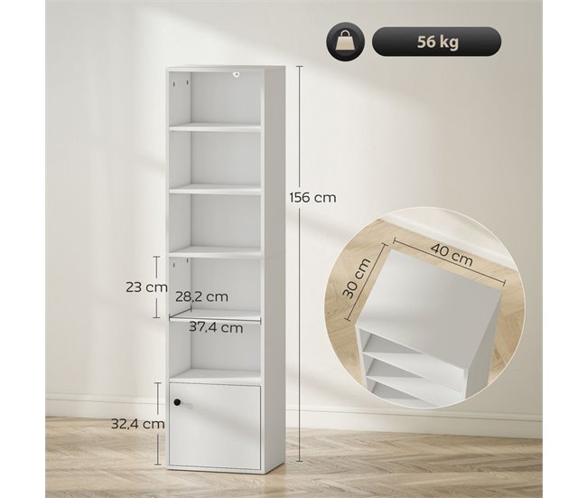 Estantería para Libros Melamina de Madera, MDF HOMCOM Blanco