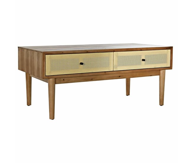 Conforama Mesa de Centro DKD Home Decor Abeto Ratán (106 x 55 x 46 cm)