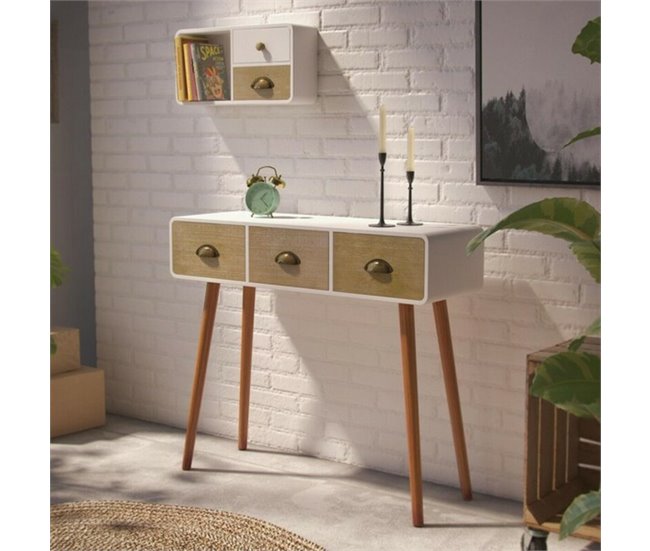 Recibidor con 3 Cajones Blanco/ Madera