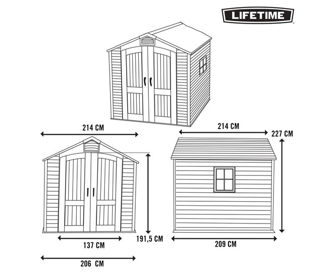 Caseta jardín ultrarresistente con ventana Lifetime uv100 214 Gris