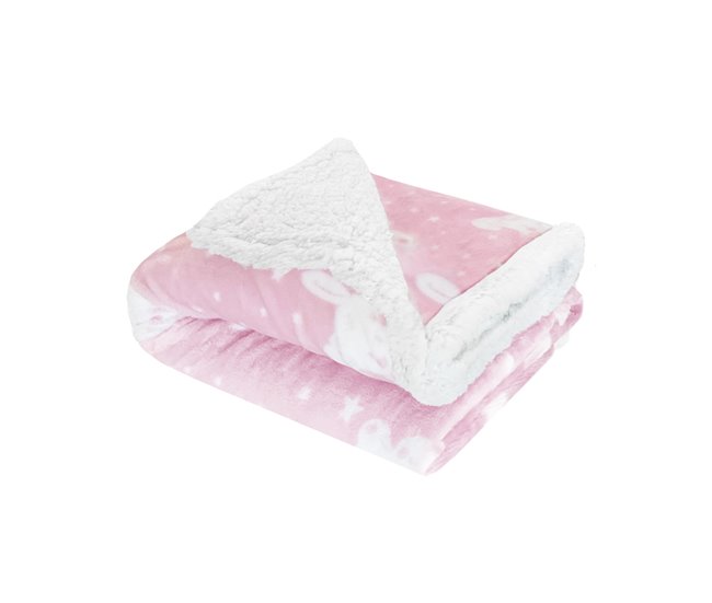 Acomoda Textil - Manta para Bebé Estampada con Nubes, Manta de Cuna Rosa