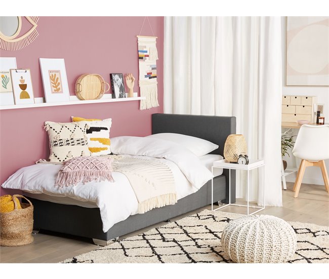 Beliani Cama continental Poliéster PRESIDENT 99x211 Gris Oscuro