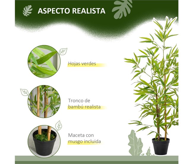 Bambús Artificiales PE, PP Outsunny, hogar - decoración Verde